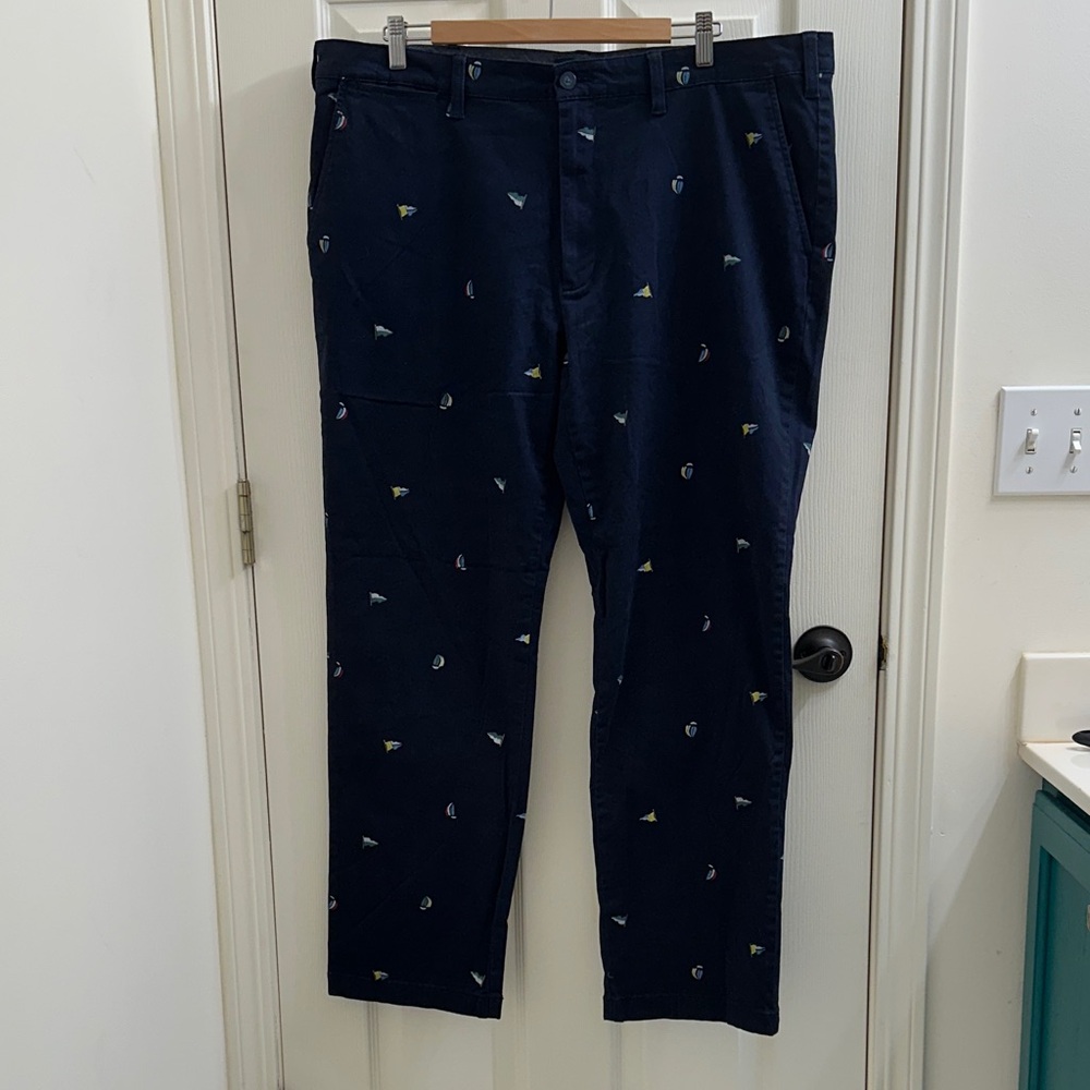Nautica Men's Dark Blue Printed Deck Pant